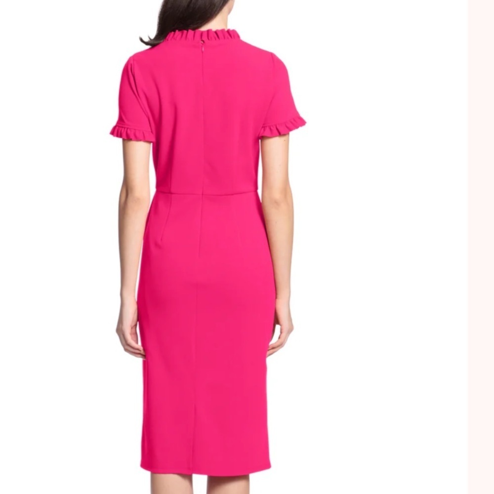 NWT Maggy London Ruffle Collar Slant Pocket Sheath Midi Dress - Picture 4 of 4